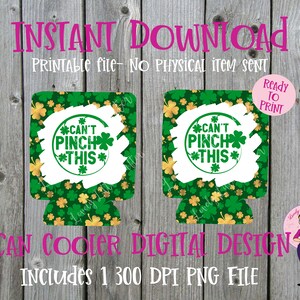 12 oz. Can Cooler template, St Patrick&#39;s Can Cooler, Sublimation download, Digital download, can cooler png