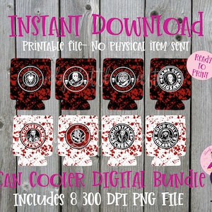 12 oz. Can Cooler template, Sublimation download, Digital download, can cooler png, Halloween can cooler, Horror can cooler