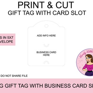 Tarjeta de etiqueta de regalo SVG, tarjeta de etiqueta de regalo con tarjeta de visita o ranura para tarjeta de regalo