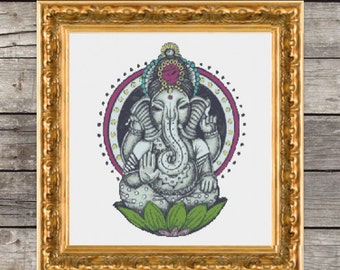 Hindu God Ganesh Cross Stitch PDF Pattern