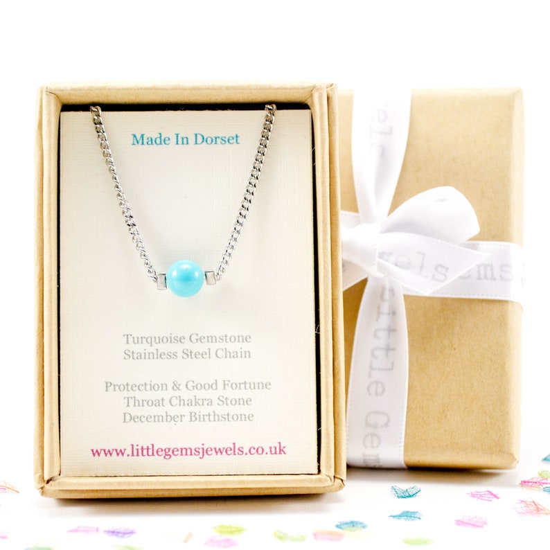 Dainty Turquoise Necklace For Women December Birthstone Gift Protection Amulet