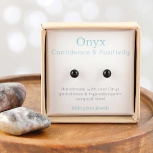 Black Onyx Stud Earrings, Small Black Stud Earrings, Mens Earrings, 21st Birthday Gift For Him, Long Distance Boyfriend Gift,
