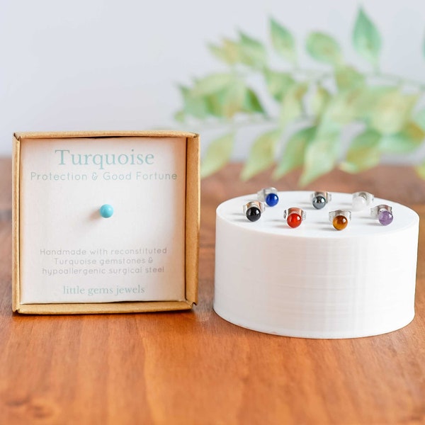 Single Stud Earring, Tiny Stud Earrings, Gemstone Earrings, 21st Birthday For Him, Boyfriend Gift,