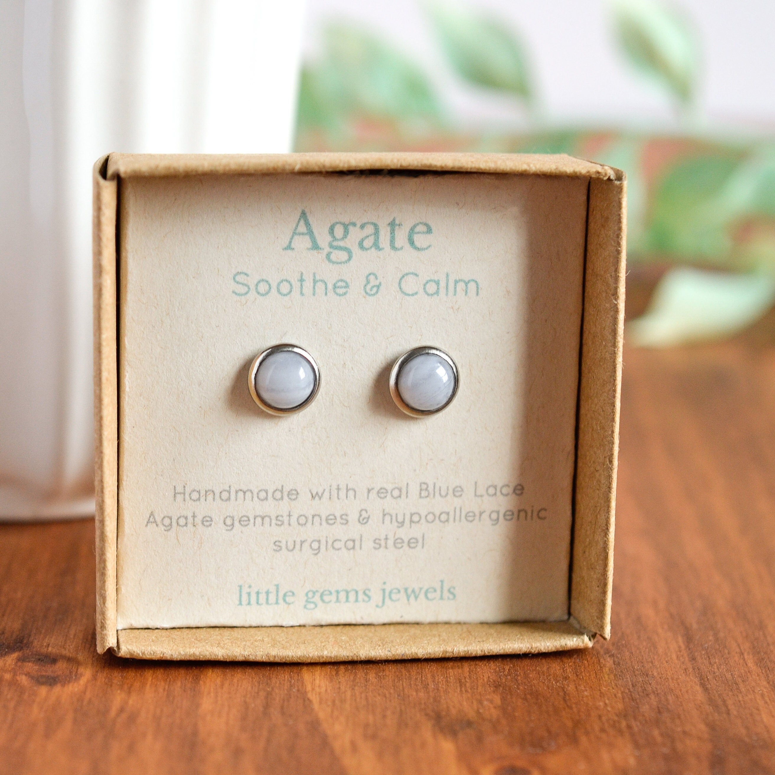 Blue lace agate stud best sale earrings
