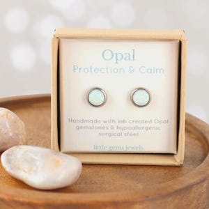 Opal Stud Earrings, Hypoallergenic Earrings, 21st Birthday Gift For Best Friend,