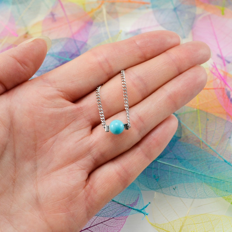Dainty Turquoise Necklace For Women December Birthstone Gift Protection Amulet