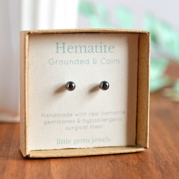 Hematite earrings studs deals