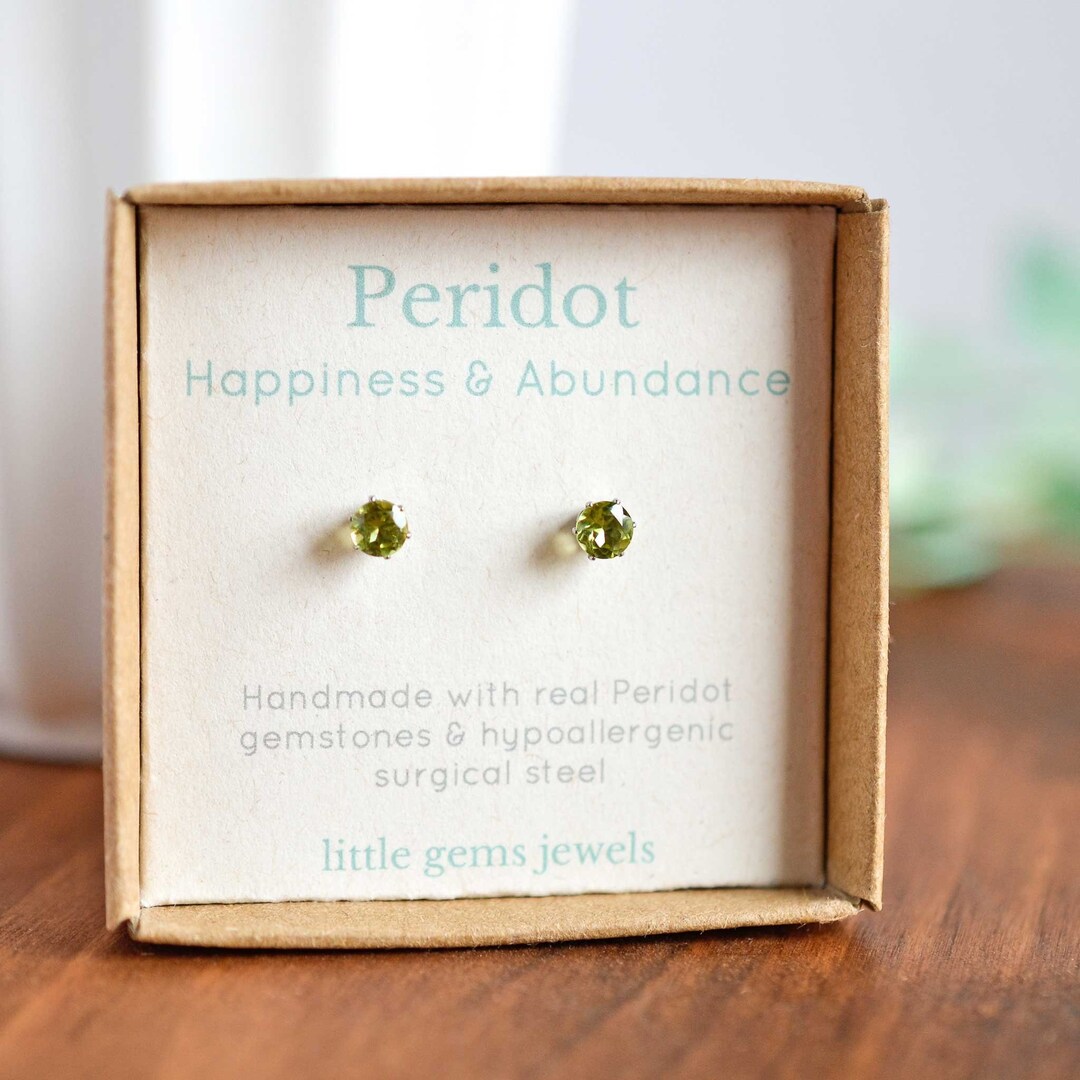 Peridot Earrings Tiny Stud Earrings Earrings Studs Surgical