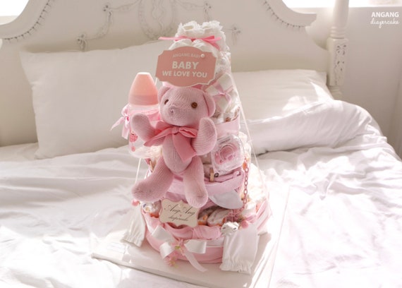Gateau De Couche De Luxe Pour Bebe Fille Ensemble Cadeau De Etsy
