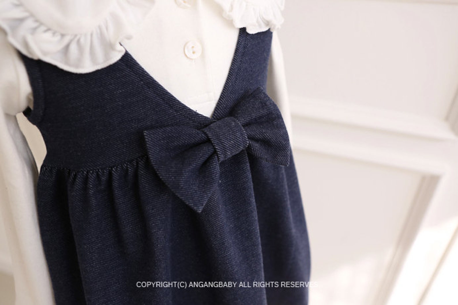 Blue Denim Dress With Bow for Baby Girl / Baby Girls Outfits / Etsy