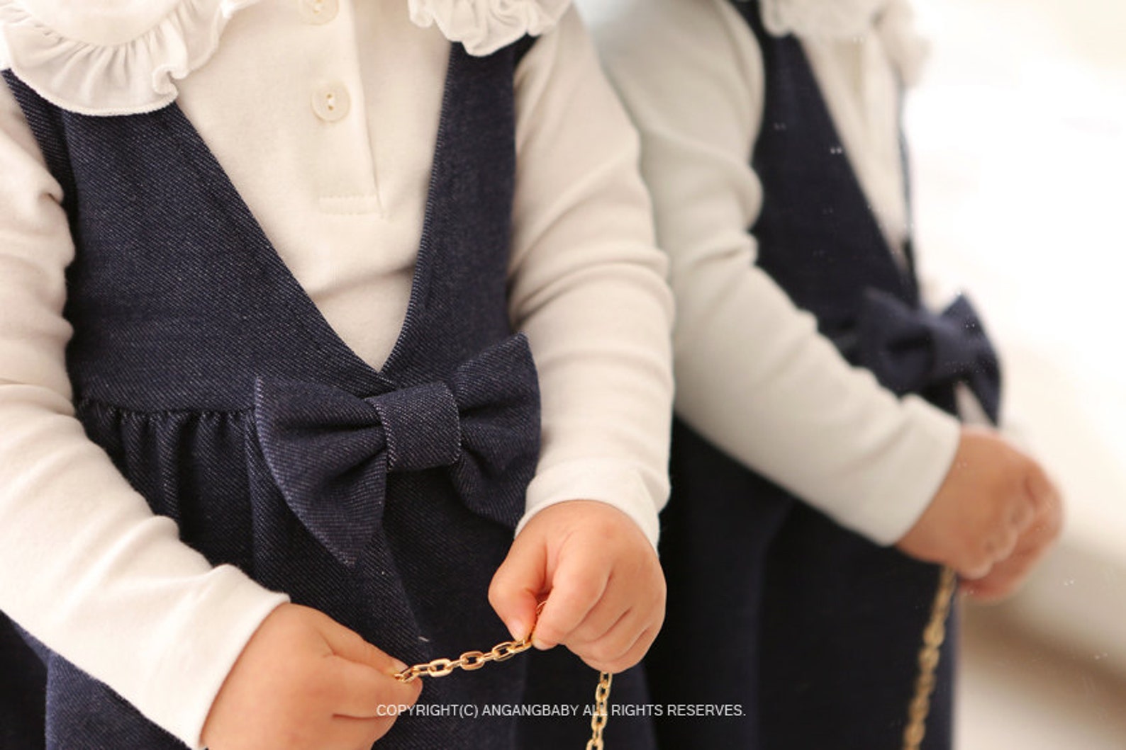 Blue Denim Dress with Bow for baby girl / baby girls outfits / Etsy
