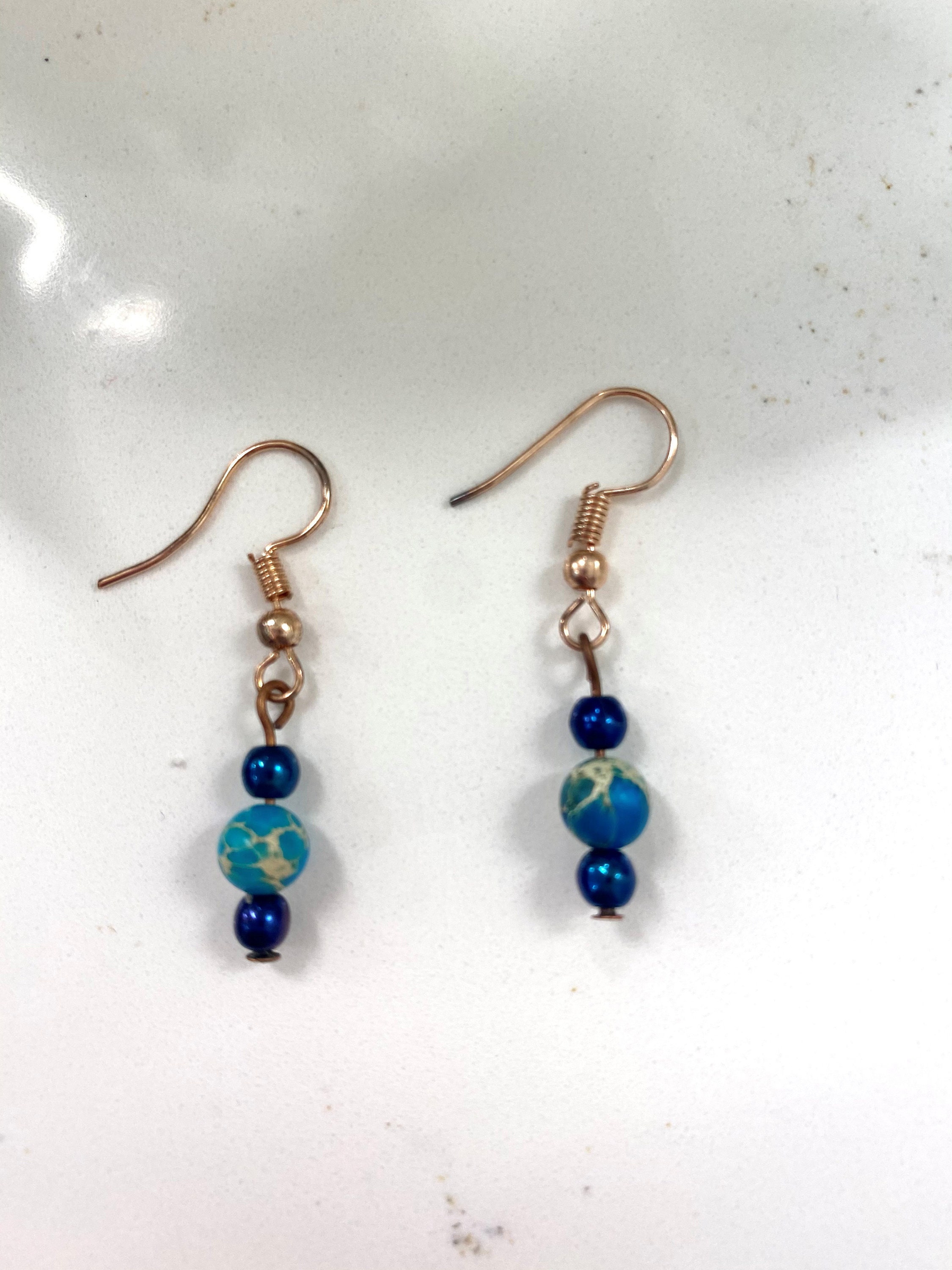 Blue and Teal Drop Earrings Etsy