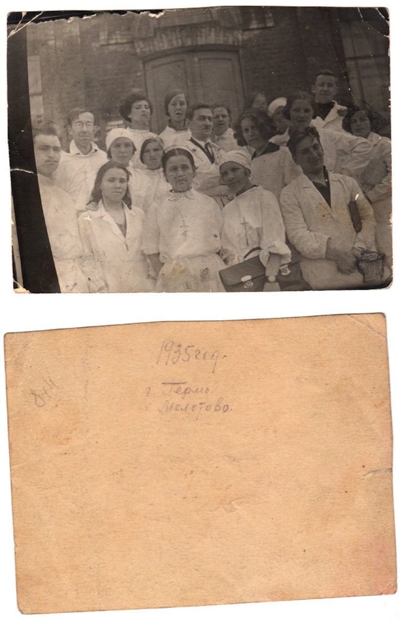 1935 original 11x8cm old photo photography vintage Young Woman lady Man Medic Hospital Fashion Russia USSR 7783