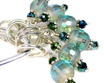 Spruce Green knitting &crochet stitch markers for knitting and crochet, optional silk gift bag