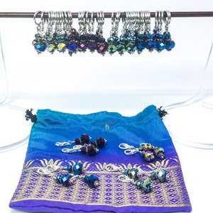 Shawl Knitters Stitch Marker Gift Set. 46 markers plus 6 free markers and Sari Silk notions bag.