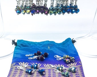 Shawl Knitters Stitch Marker Gift Set. 46 markers plus 6 free markers and Sari Silk notions bag.
