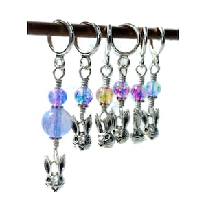 Rabbit/bunny Stitch Markers With Pastel Opal Glass Bead for Knitting ...