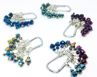 Ultimate stitch marker gift set. 52 stitch markers, choice of sizes & color with Sari silk notions bag included.