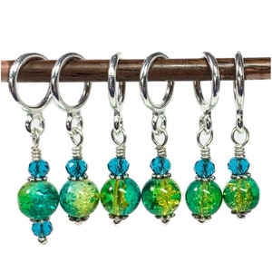 Stitch Markers for Knitting & Crochet, beach colors turquoise and lime, gift for knitting or crochet under 20