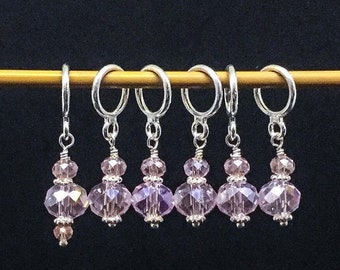 Marcadores de punto de cristal rosa: un regalo para tejer con encaje sin enganches