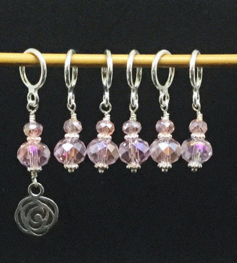 Lavender Hearts Stitch Markers /& Matching Clip Holder Snag Free Knitting Tools