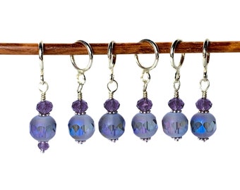 Purple Haze knitting & crochet stitch markers for knitting and crochet, optional silk gift bag