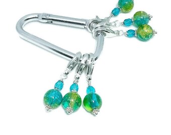 Stitch Markers for Crochet & Knitting,Turquoise and Lime Green, Stitch Marker Set, Clip Stitch Marker, Knitting Row Marker