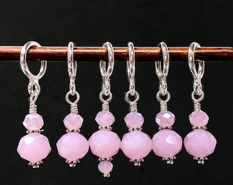 Light Baby Pink stitch markers for knitting & crochet. Optional silk gift bag, gift for knitting or crochet