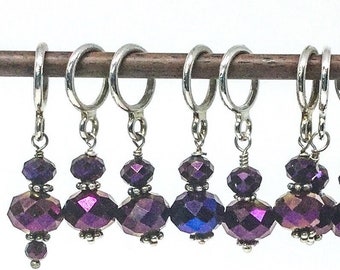 Merlot wine glass stitch markers for knitting and crochet. Stitch marker set for knit or crochet gift.