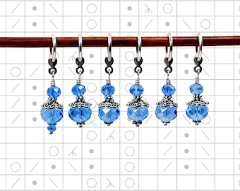 Light cornflower blue Crystal Stitch Markers: Knitting Crochet Gift, Snag-Free