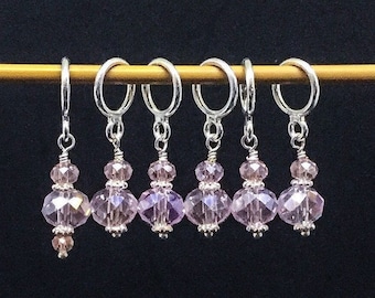 Marcadores de punto de cristal rosa para tejer: accesorios de crochet que no se enganchan