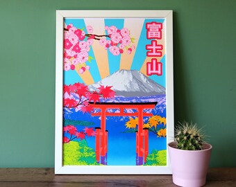 Mount Fuji Screen Print | Japanese Inspired Poster | A3 | Hand-printed