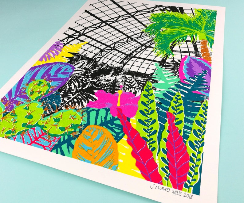 Tropical Glasshouse Screen Print A3 Hand-printed image 3