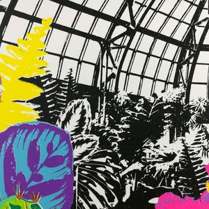 Tropical Glasshouse Screen Print A3 Hand-printed image 5