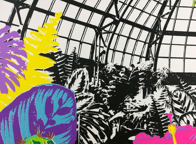 Tropical Glasshouse Screen Print A3 Hand-printed image 5