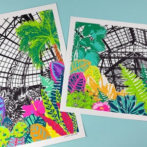 Tropical Glasshouse Screen Print A3 Hand-printed image 8