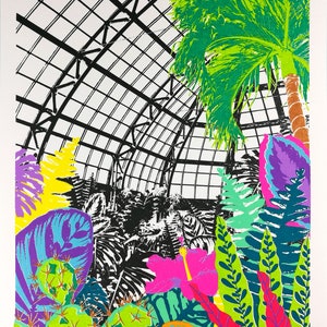Tropical Glasshouse Screen Print A3 Hand-printed image 2