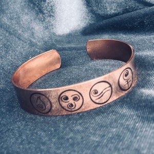 4 Elements Pure Copper Bracelet. Balance of Body and Soul with 4 Elements Copper Bracelet. Fire, Air, Water and Earth!