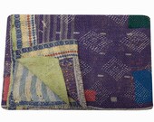 Vintage Kantha Quilt reversible blanket Throw Bohemian Bedspread Bedding kantha quilt