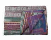 Vintage stripe Kantha quilt, throws,vintage Kantha throw are extra fine stitch
