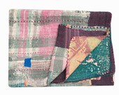 Vintage Kantha Quilt,Throw,Gudri,Ralli,Fair Trade,Handmade Indian Blanket Reversible Free Shipping