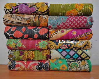 Handmade Cotton Vintage Kantha Quilt,bohemian Kantha Quilt