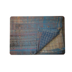 Vintage Kantha Quilt: Handcrafted Recycled Textile Bohemian Blanket