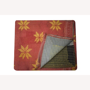 Vintage Kantha Quilt: Handcrafted Recycled Textile Bohemian Blanket