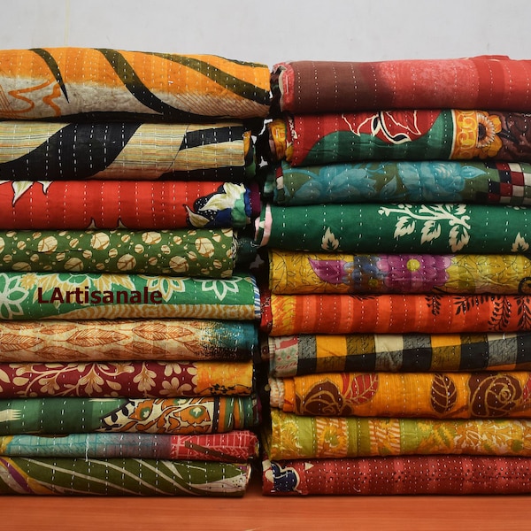 Wholesale Lot Of Indian Vintage Kantha Quilt Handmade Throw Reversible Blanket Bedspread Cotton Fabric BOHEMIAN quilt Boho Quilts For sale