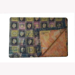 Bohemian Vintage Kantha Quilt, Indian Vintage Kantha Quilt ,Vintage Handmade Quilt kantha Throw, Indian Quilt, Blanket One of a kind