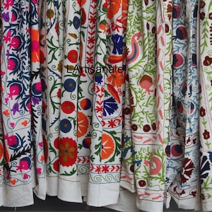 Wholesale lot Hand Embroidered Suzani Bedspread Suzani Bedcover Twin Size Unique Style Uzbek WallHanging Tablecloth Cotton ,Suzani Blanket