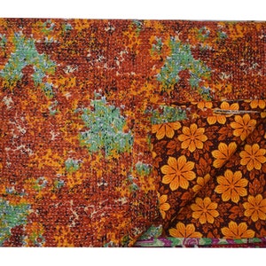 Bohemian Kantha Quilt: Vintage Indian Cotton Sari Throw
