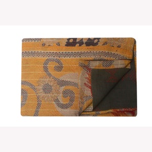 Vintage Kantha Quilt: Handcrafted Recycled Textile Bohemian Blanket