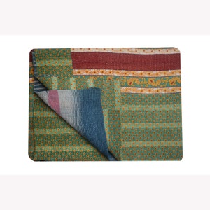 Vintage Kantha Quilt: Handcrafted Recycled Textile Bohemian Blanket
